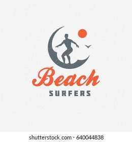Summer holidays poster design on textured background vector illustration. Typography label or badge retro style for greeting card or advertising design.