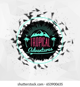 Summer holidays poster. Typography retro style badge. Vector illustration on textured background