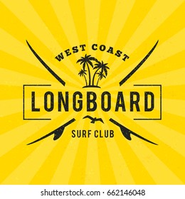 Summer holidays poster. Typography retro style badge. Vector illustration on textured background