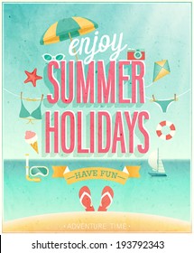 Summer Holidays poster. Vector illustration.