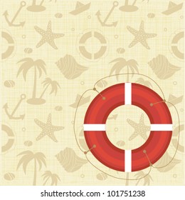 Summer Holidays Related Seamless Pattern With Life Saver