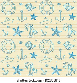 Summer holidays related seamless pattern 4