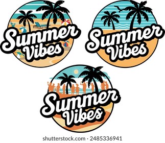 Sommerferien Retro T-Shirt Vektorgrafik Design