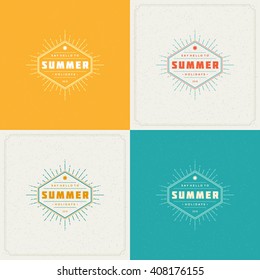 Summer Holidays Retro Typography Labels or Badges Design and Vector Backgrounds for Party Posters Flyers and Greeting Cards. Textured Backdrop.