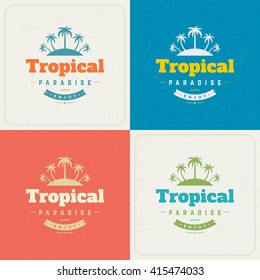 Summer Holidays Retro Typography Labels or Badges Design and Vector Backgrounds for Party Posters Flyers and Greeting Cards. Textured Backdrop.
