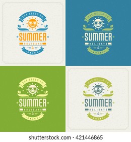 Summer Holidays Retro Typography Labels