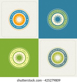 Summer Holidays Retro Typography Labels or Badges Design and Vector Backgrounds for Party Posters Flyers