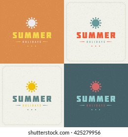 Summer Holidays Retro Typography Labels or Badges Design and Vector Backgrounds for Party Posters Flyers