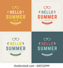 Summer Holidays Retro Typography Labels or Badges Design and Vector Backgrounds for Party Posters Flyers