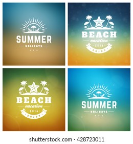 Summer Holidays Retro Typography Labels or Badges Design and Vector Backgrounds.