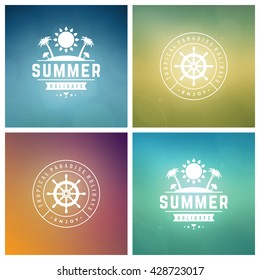 Summer Holidays Retro Typography Labels or Badges Design and Vector Backgrounds.