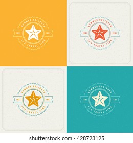 Summer Holidays Retro Typography Labels or Badges Design and Vector Backgrounds for Party Posters Flyers