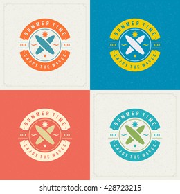 Summer Holidays Retro Typography Labels or Badges Design and Vector Backgrounds for Party Posters Flyers