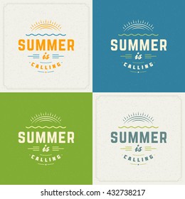 Summer Holidays Retro Typography Labels or Badges Design and Vector Backgrounds for Party Posters Flyers