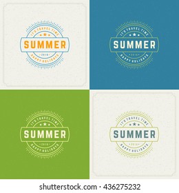 Summer Holidays Retro Typography Labels or Badges Design and Vector Backgrounds for Party Posters Flyers