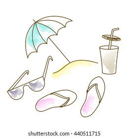 Summer holidays seaside beach icons set isolated vector illustration