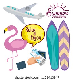 summer holidays set icons