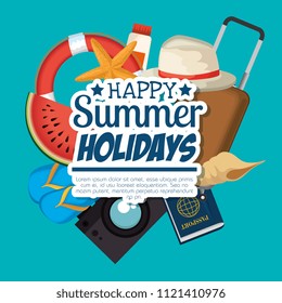 summer holidays set icons