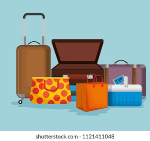summer holidays set icons