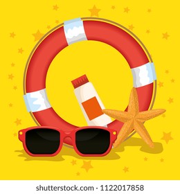 summer holidays set icons
