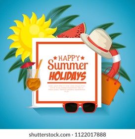summer holidays set icons