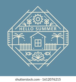 Summer holidays sign design. Typography label or badge retro style for greeting card or advertising design. Vector illustration