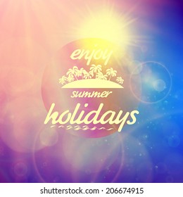 Summer holidays sunset with defocused lights. EPS10