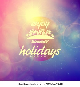 Summer holidays sunset with defocused lights. EPS10