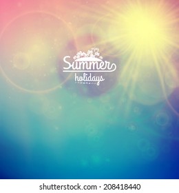 Summer holidays sunset with defocused lights. EPS10