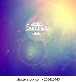 Summer holidays sunset with defocused lights. EPS10