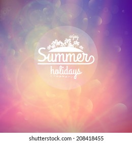 Summer holidays sunset with defocused lights. EPS10