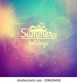 Summer holidays sunset with defocused lights. EPS10