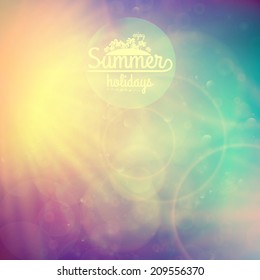 Summer holidays sunset with defocused lights. EPS10