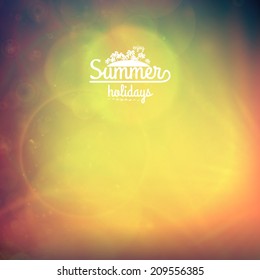 Summer holidays sunset with defocused lights. EPS10