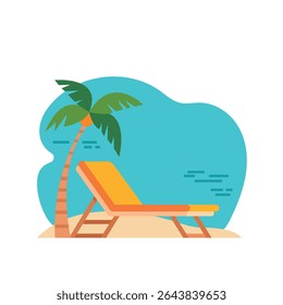 Summer holidays theme picture, flat style, postcard, minimalism, chaise lounge, isolate on white