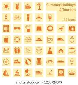 summer holidays and tourism - big icon set