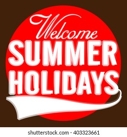 Summer Holidays typographic design with ribbon Vector illustration.