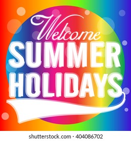 Summer Holidays typographic design with ribbon Vector illustration.