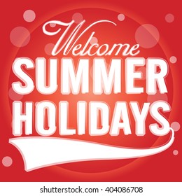Summer Holidays typographic design with ribbon Vector illustration.