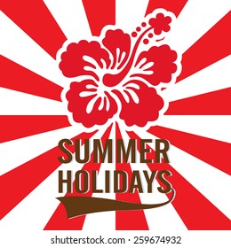 Summer Holidays typographic design with shoe flower  Vector illustration. 