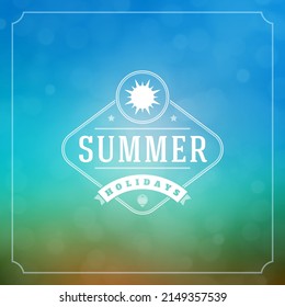 Summer holidays typography label design on grunge textured paper background. Vector illustration good for posters or flyers.
