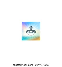 Summer holidays typography label design on grunge textured paper background. Vector illustration good for posters or flyers.
