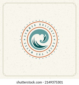 Summer holidays typography label design on grunge textured paper background. Vector illustration good for posters or greeting cards.