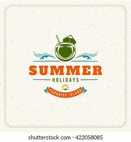 Summer Holidays Typography Label Design on Grunge Textured Paper Background. Vector illustration good for Posters or Greeting Cards.
