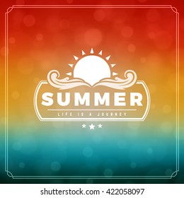 Summer Holidays Typography Label Design on Grunge Textured Paper Background. Vector illustration good for Posters or Flyers.