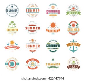 Summer Holidays Typography Set, Retro and Vintage Templates.