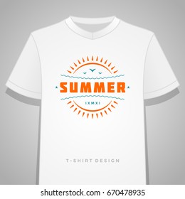 Summer holidays typography tee shirt print graphics vector illustration. Badge or label stamp for t-shirt apparel design.