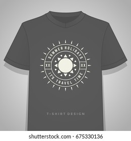 Summer holidays typography tee shirt print graphics vector illustration. Badge or label stamp for t-shirt apparel design.
