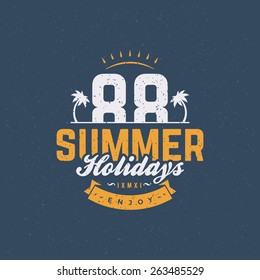 Summer holidays typography for t-shirt, apparel, poster, greeting card or other design vector background. 