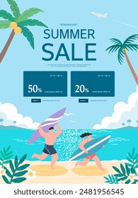 ilustración de compras de vacaciones de verano. 